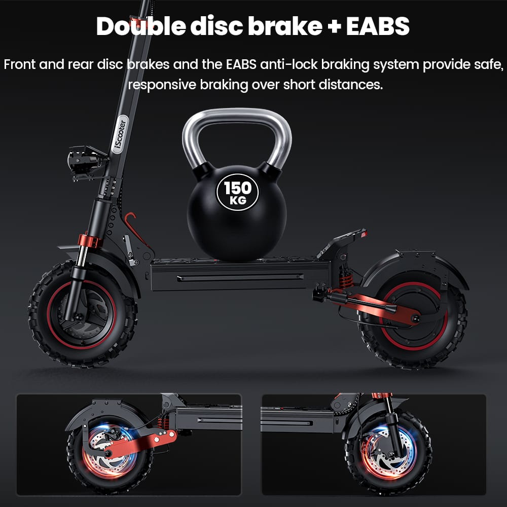 iScooter Off-Road E-Scooter IX5S Electric Scooter, 1000W Motor, 48V 15Ah Battery, 11 Inch Tires, 45km/h Max Speed, 65km Range, Front & Rear Disc Brake, Front & Rear Suspension