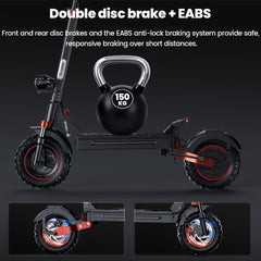iScooter Off-Road E-Scooter IX5S Electric Scooter, 1000W Motor, 48V 15Ah Battery, 11 Inch Tires, 45km/h Max Speed, 65km Range, Front & Rear Disc Brake, Front & Rear Suspension