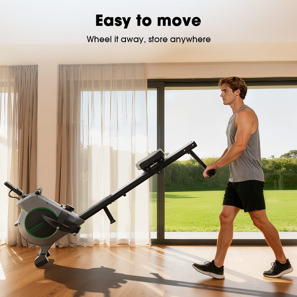 CyberCart Magnetic Rowing Machine with 16 Levels & App Compatible