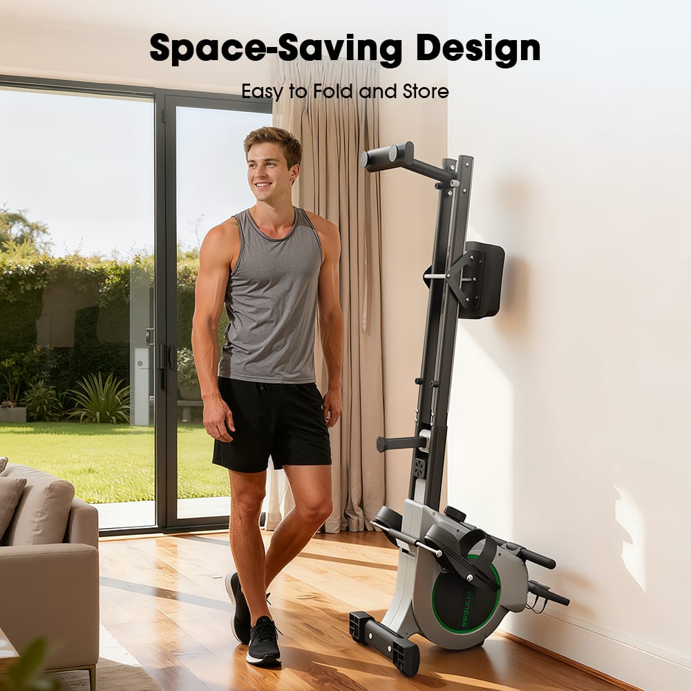 CyberCart Magnetic Rowing Machine with 16 Levels & App Compatible