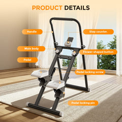 CyberCart Stair Stepper Foldable Stair Stepper for Home, Adjustable Stair Climber with 3 Heights, Compact Folding Vertical Stair Master for Exercise at Home for Full-Body Workout