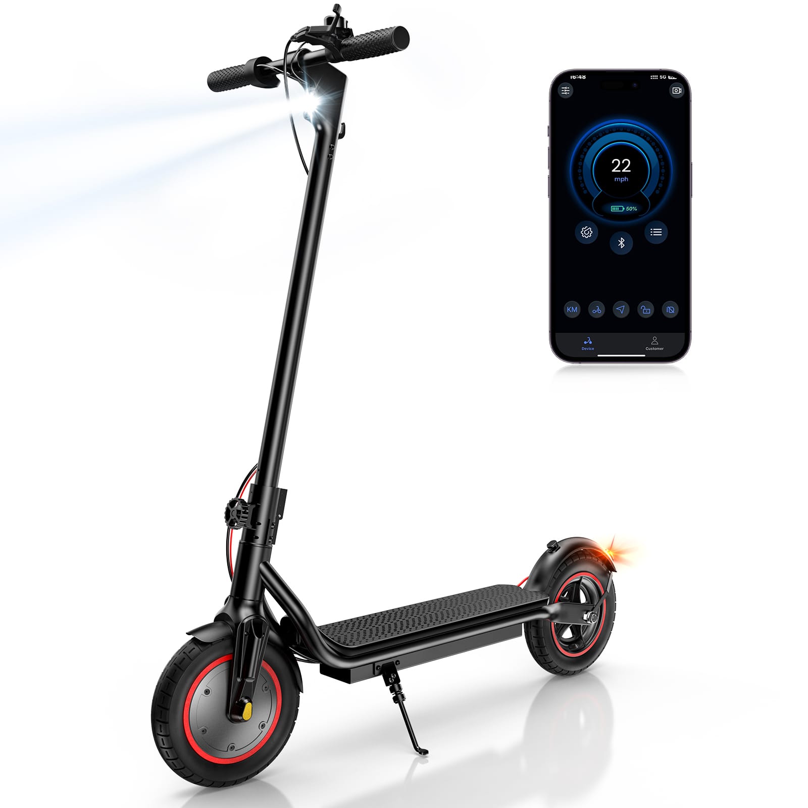 iSinwheel Commuter E-Scooter W6 Electric Scooter, 350W Motor, 36V 10,5Ah Battery, 10 inch Tires, 30km/h Max Speed, 30km Range, Rear Disc Brakes