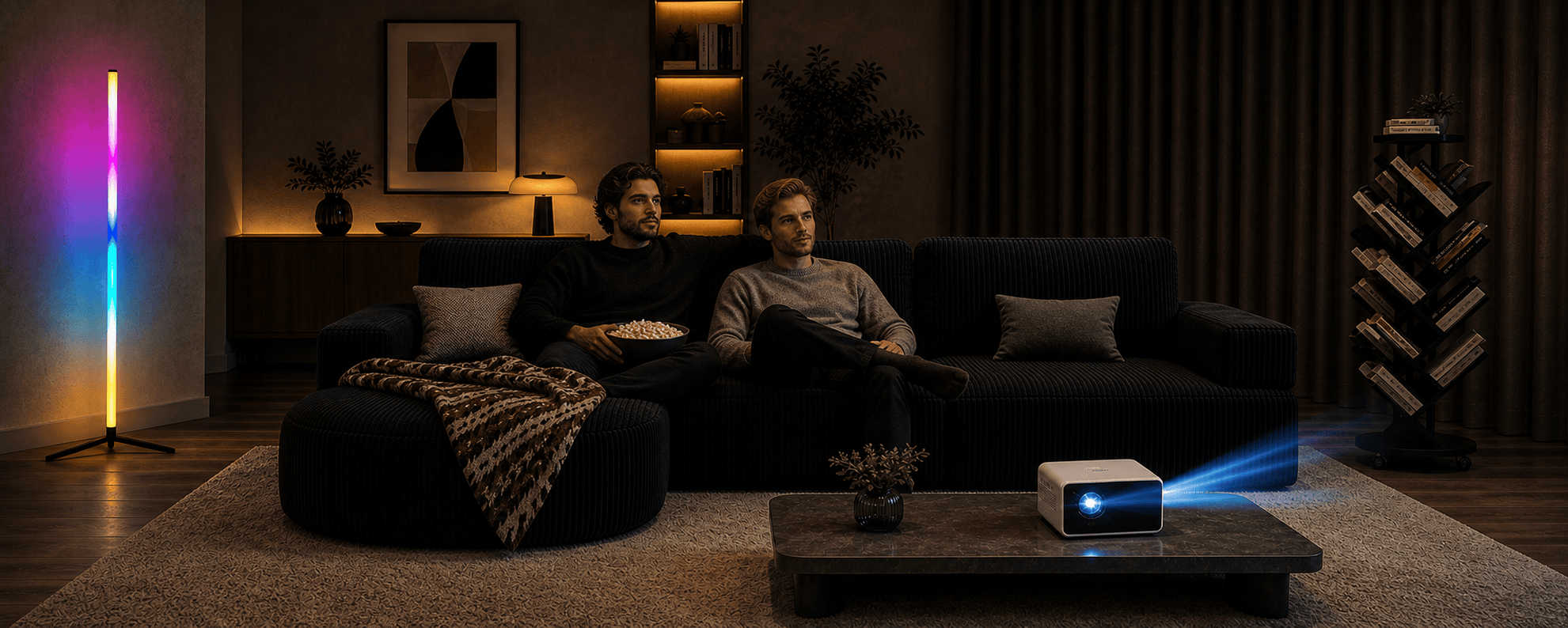 Cybercart home theater sofa and projector