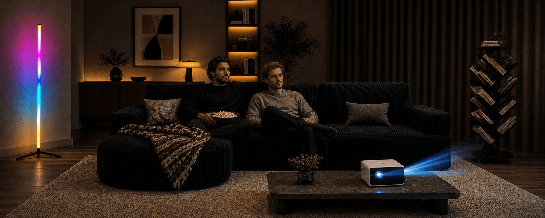 Cybercart home theater sofa and projector
