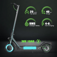 iSinwheel Commuter E-Scooter S9Max Electric Scooter, 500W Motor, 36V 10Ah Battery, 10 Inch Tires, 25km/h Max Speed, 40km Range, Rear Disc Brakes, Dual Suspension
