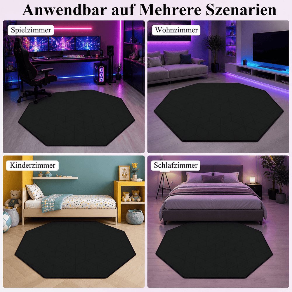 CyberCart Cybercart Octagonal Noise-Cancelling Gaming Chair Mat, Non-Slip Hardwood Floor Protector Rug