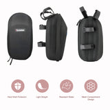 Black scooter with a carrying case attached on a white background