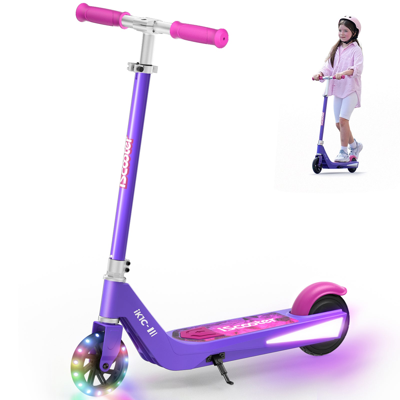 Electric Scooter iK1S for Kids 100W Flashing Wheels E-Scooters for Ages 4-12
