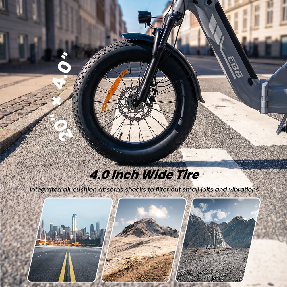 CyberCart Commuter E-Bike EB8 Foldable Electric Fat Bike – Range Up to 144 km