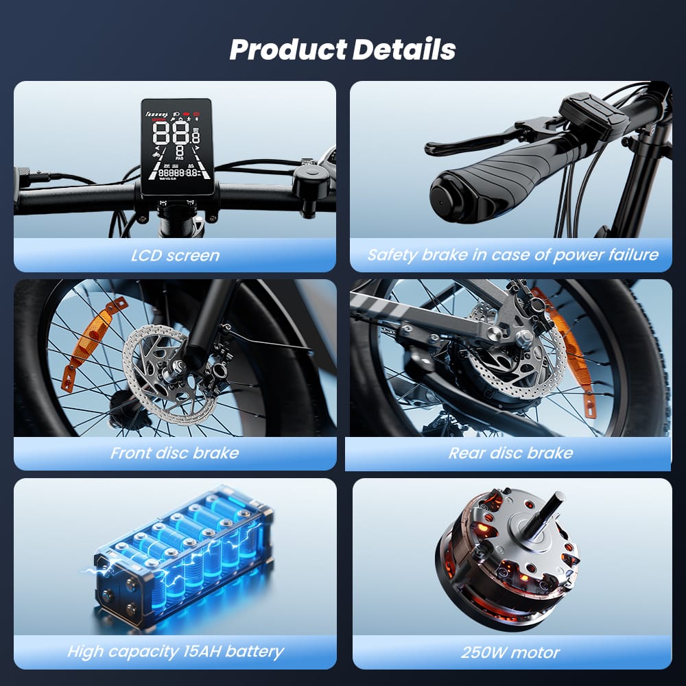 CyberCart Commuter E-Bike EB8 Foldable Electric Fat Bike – Range Up to 144 km