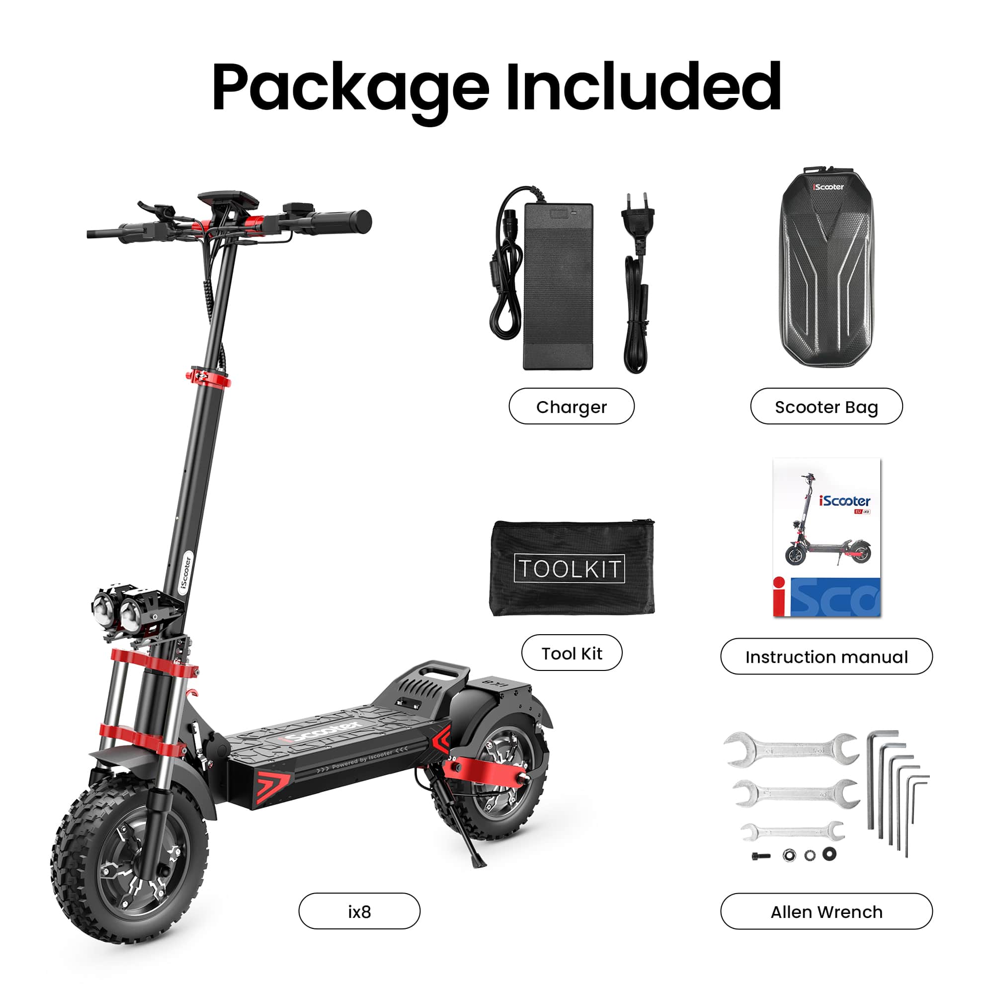 iScooter Skuter Elektryczny Terenowy iX8 Electric Scooter 2400W Dual Motor Folding Off-Road E-Scooter, CE Certified、