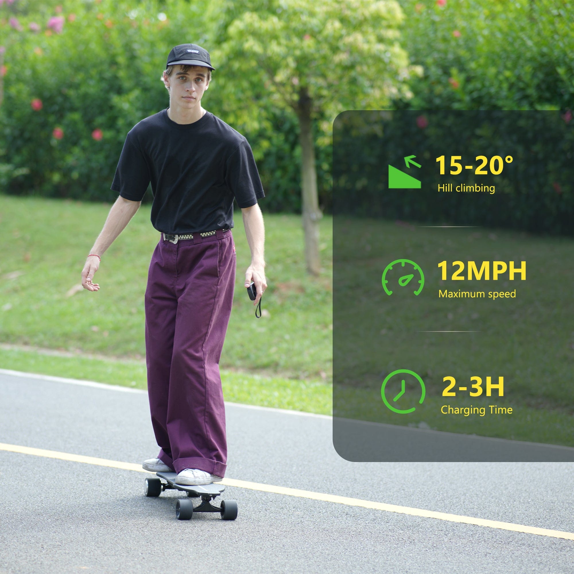V6 Electric Skateboard with Remote | 8-Ply Maple & Portable