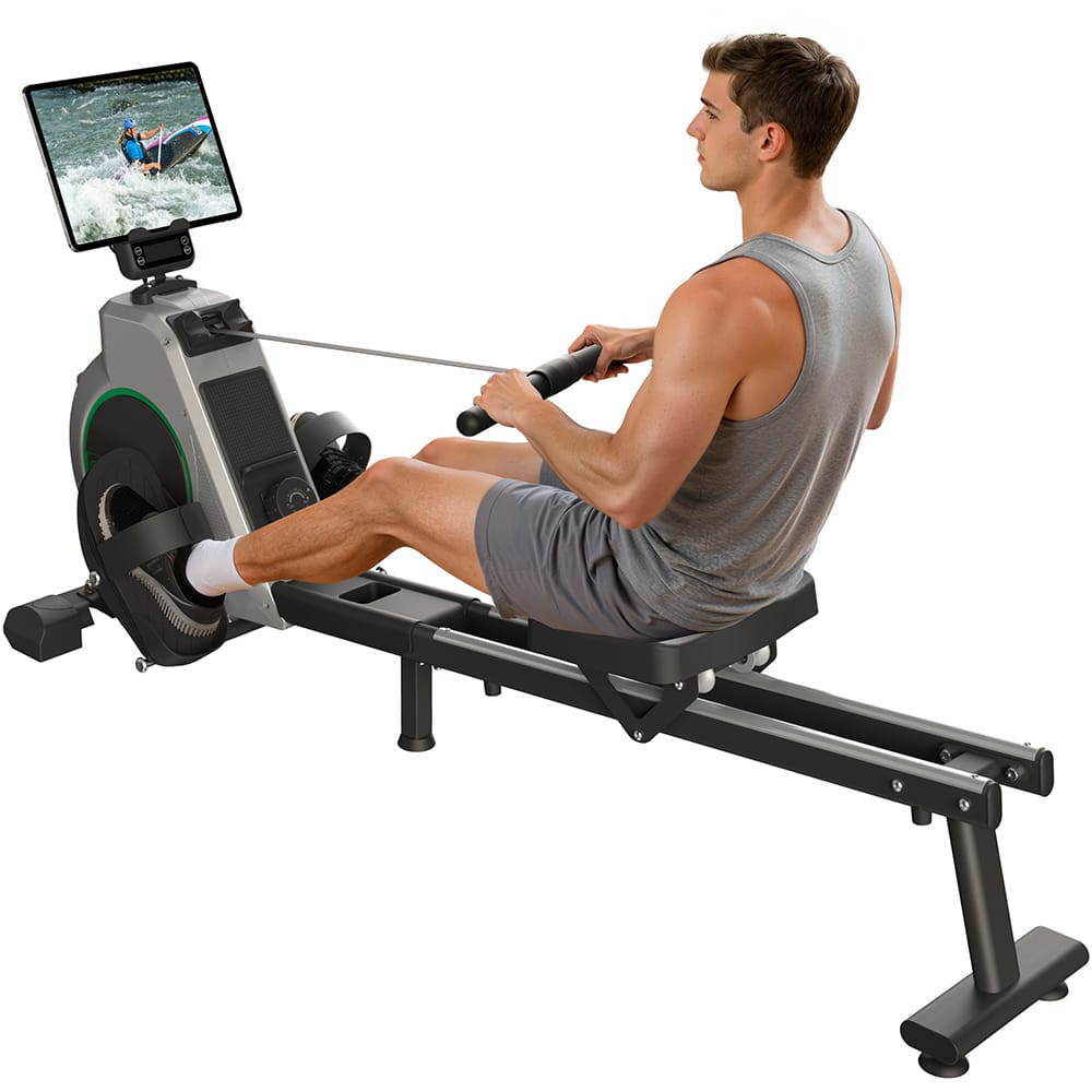 CyberCart Magnetic Rowing Machine with 16 Levels & App Compatible