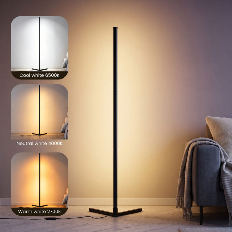CyberCart RGB Floor Lamp with Remote and App Control, Music Sync Smart LED Corner Lamp for Gaming Room, Bedroom and Living Room