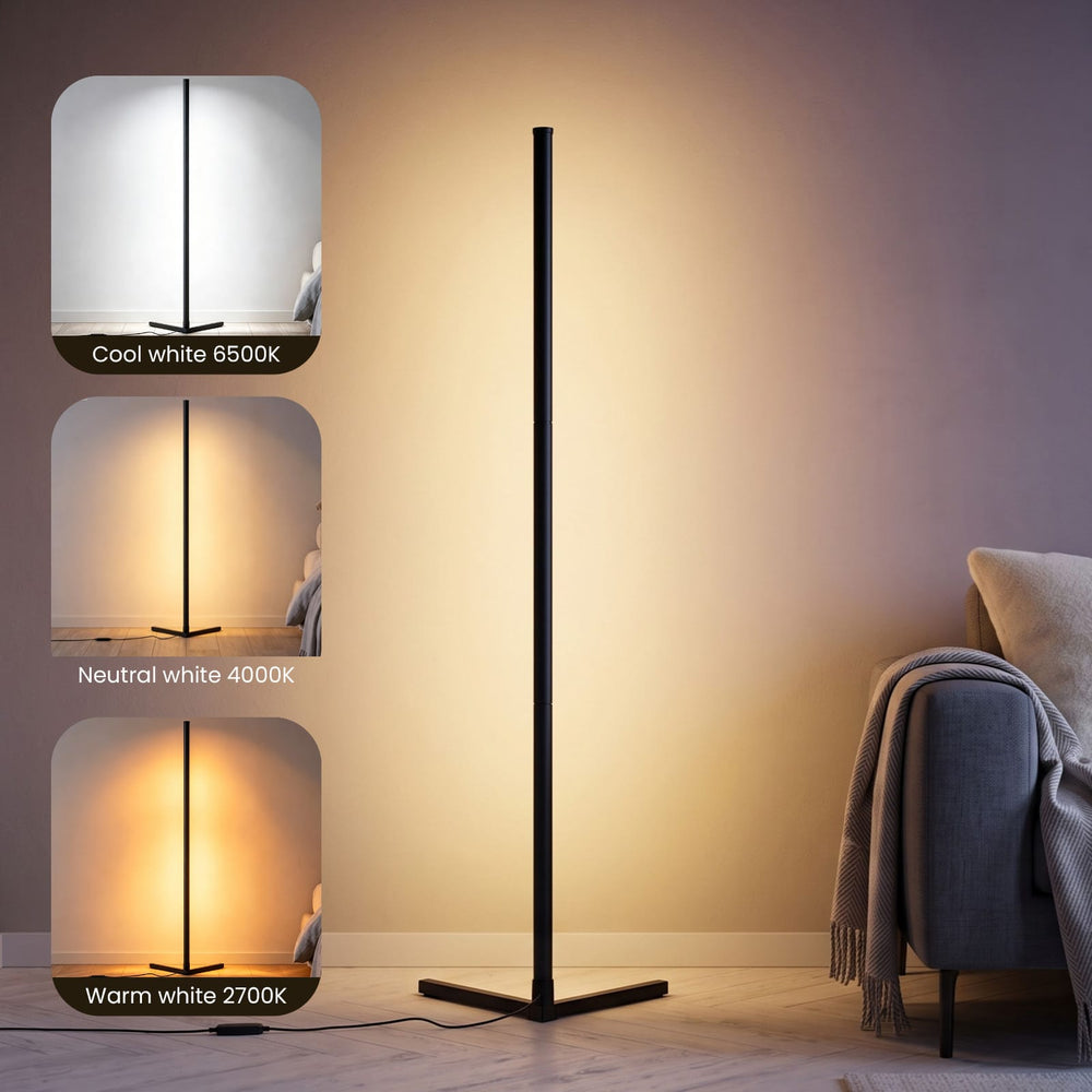 CyberCart RGB Floor Lamp with Remote and App Control, Music Sync Smart LED Corner Lamp for Gaming Room, Bedroom and Living Room