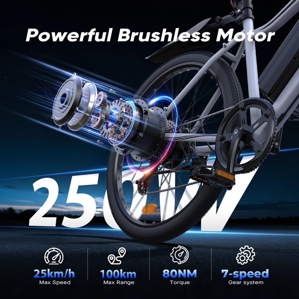 CyberCart Commuter E-Bike EB3 Electric Bicycle with CE Certificate, 26" Tires, 100 km Range