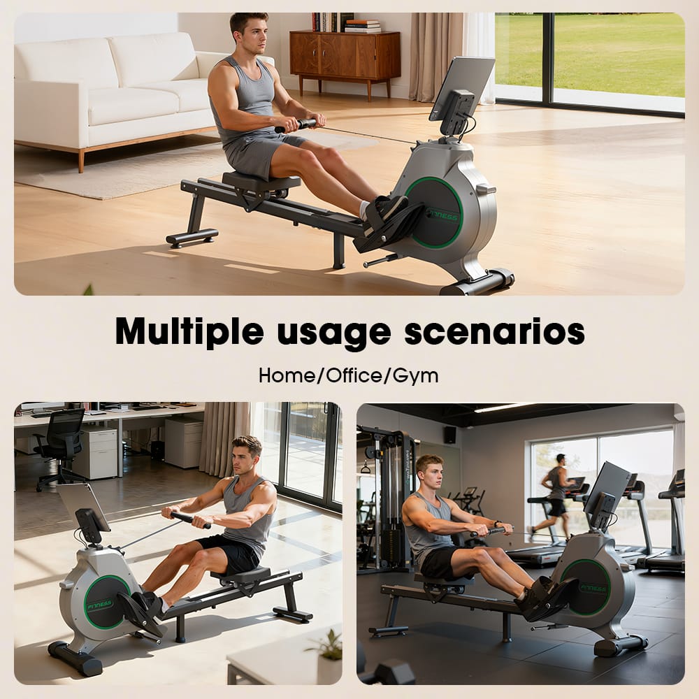 CyberCart Magnetic Rowing Machine with 16 Levels & App Compatible