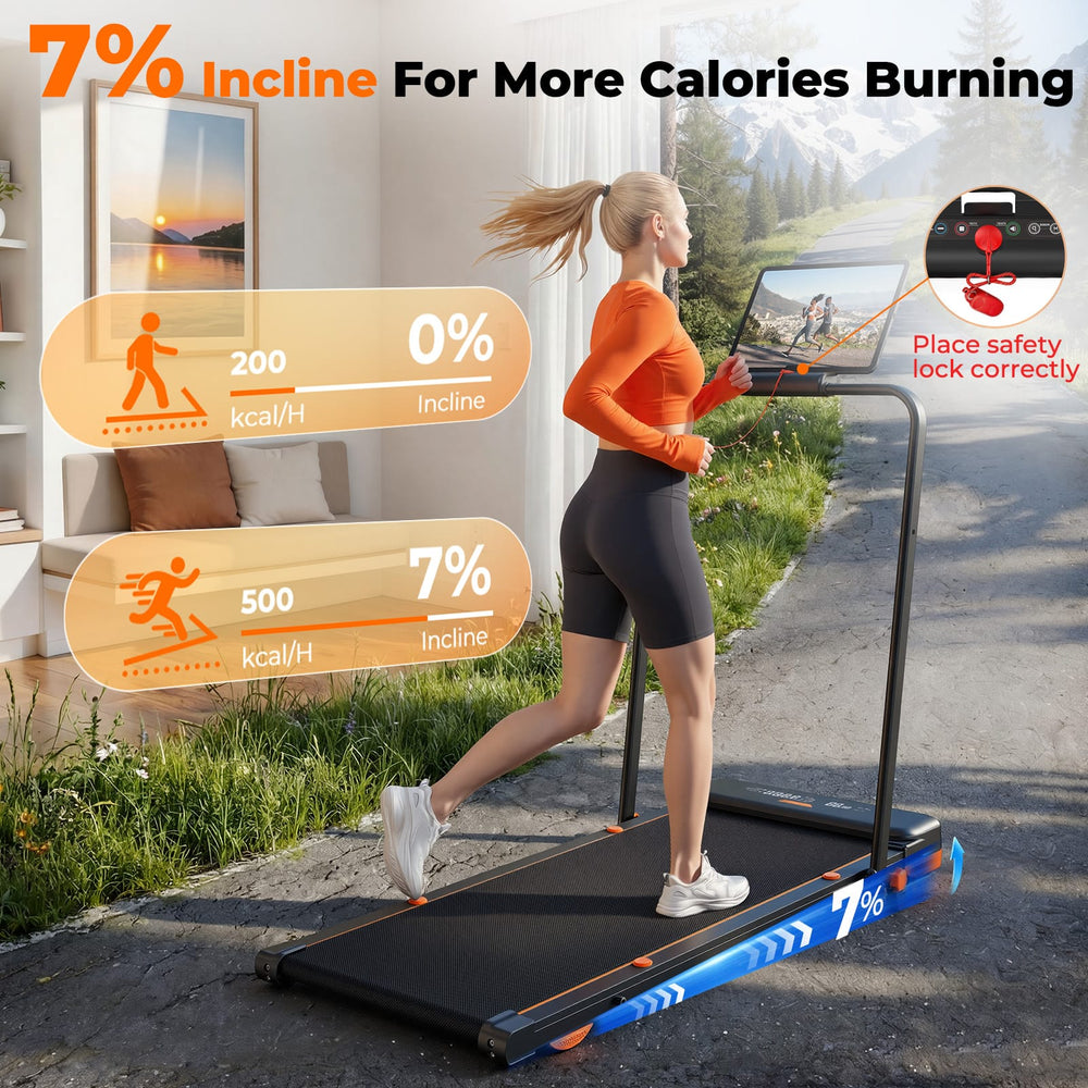 CyberCart JT56 Smart Multi-Functional Walking Pad Treadmill with Servo Motor, 3 Modes (Run/Vibration/Rehab), LED Display & App Control