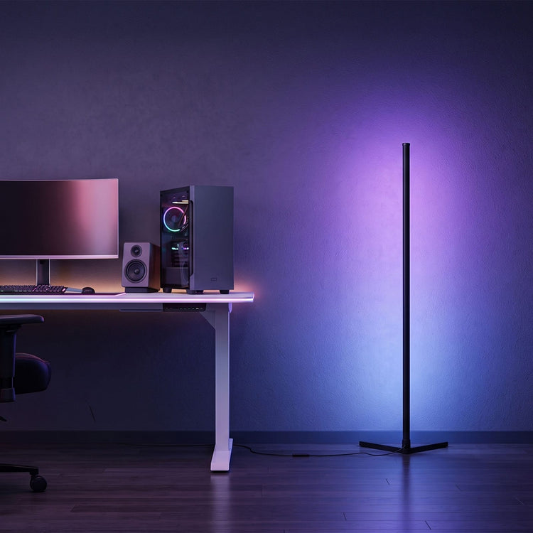 CyberCart RGB Floor Lamp with Remote and App Control, Music Sync Smart LED Corner Lamp for Gaming Room, Bedroom and Living Room