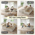 CyberCart Ares Minimalist 2-Seater Sofa Corduroy L-Shaped Gaming Sofa, 4-Seat Chaise Lounge, No Assembly, Beige