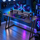 CyberCart RGB spēļu galds ar Z formas izturīgu tērauda rāmi un oglekļa šķiedras teksturētu virsmu, ergonomisks datora galds spēlētājiem