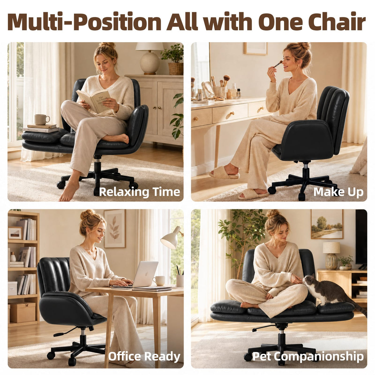 CyberCart Cybercart Double-Cushion Lounge Chair with Fold-Out Seat