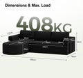 CyberCart Ares Minimalist 2-Seater Sofa L-Shape Corner Sofa Bed for Gamer & Home Cinema | Boneless Cloud Couch | 75 cm Seat | Rounded Chaise | WFH Sofa with Sleep Function