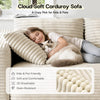 CyberCart Ares Minimalist 2-Seater Sofa Corduroy L-Shaped Gaming Sofa, 4-Seat Chaise Lounge, No Assembly, Beige