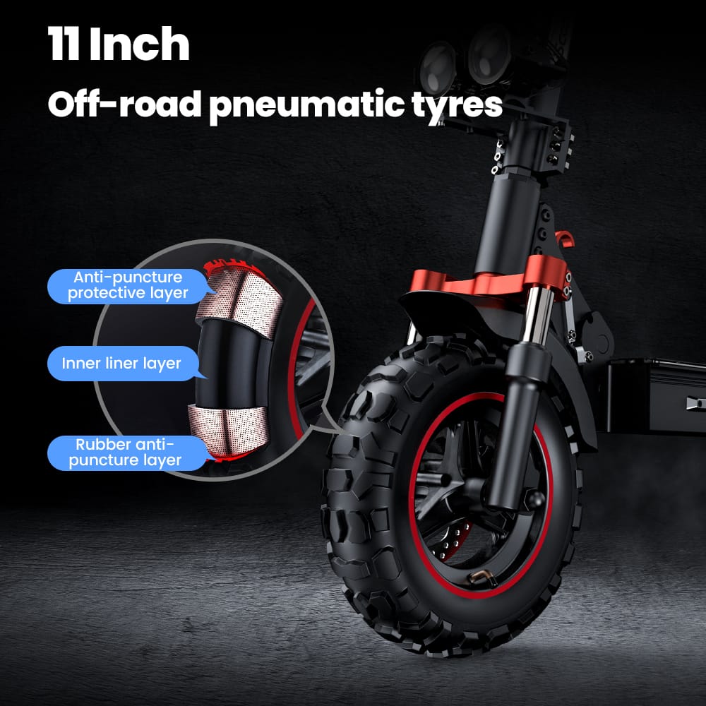 iScooter Off-Road E-Scooter IX5S Electric Scooter, 1000W Motor, 48V 15Ah Battery, 11 Inch Tires, 45km/h Max Speed, 65km Range, Front & Rear Disc Brake, Front & Rear Suspension