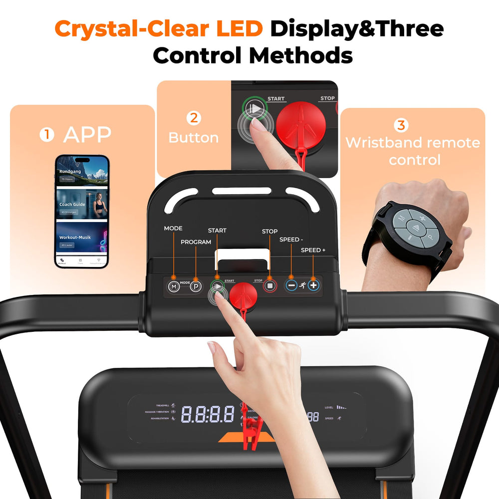 CyberCart JT56 Smart Multi-Functional Walking Pad Treadmill with Servo Motor, 3 Modes (Run/Vibration/Rehab), LED Display & App Control