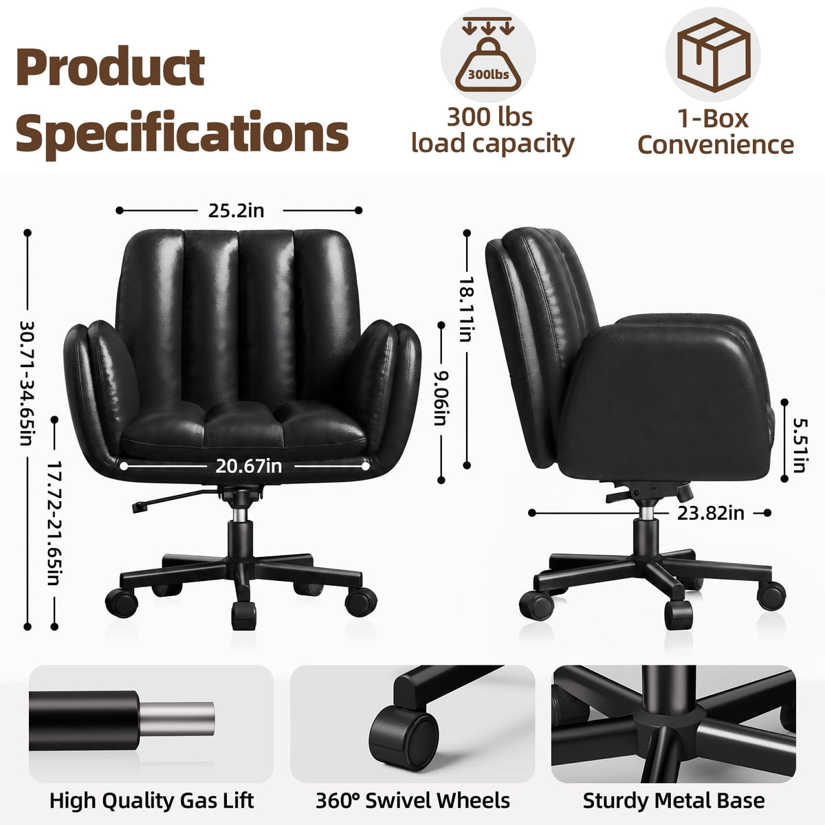 CyberCart Cybercart Double-Cushion Lounge Chair with Fold-Out Seat