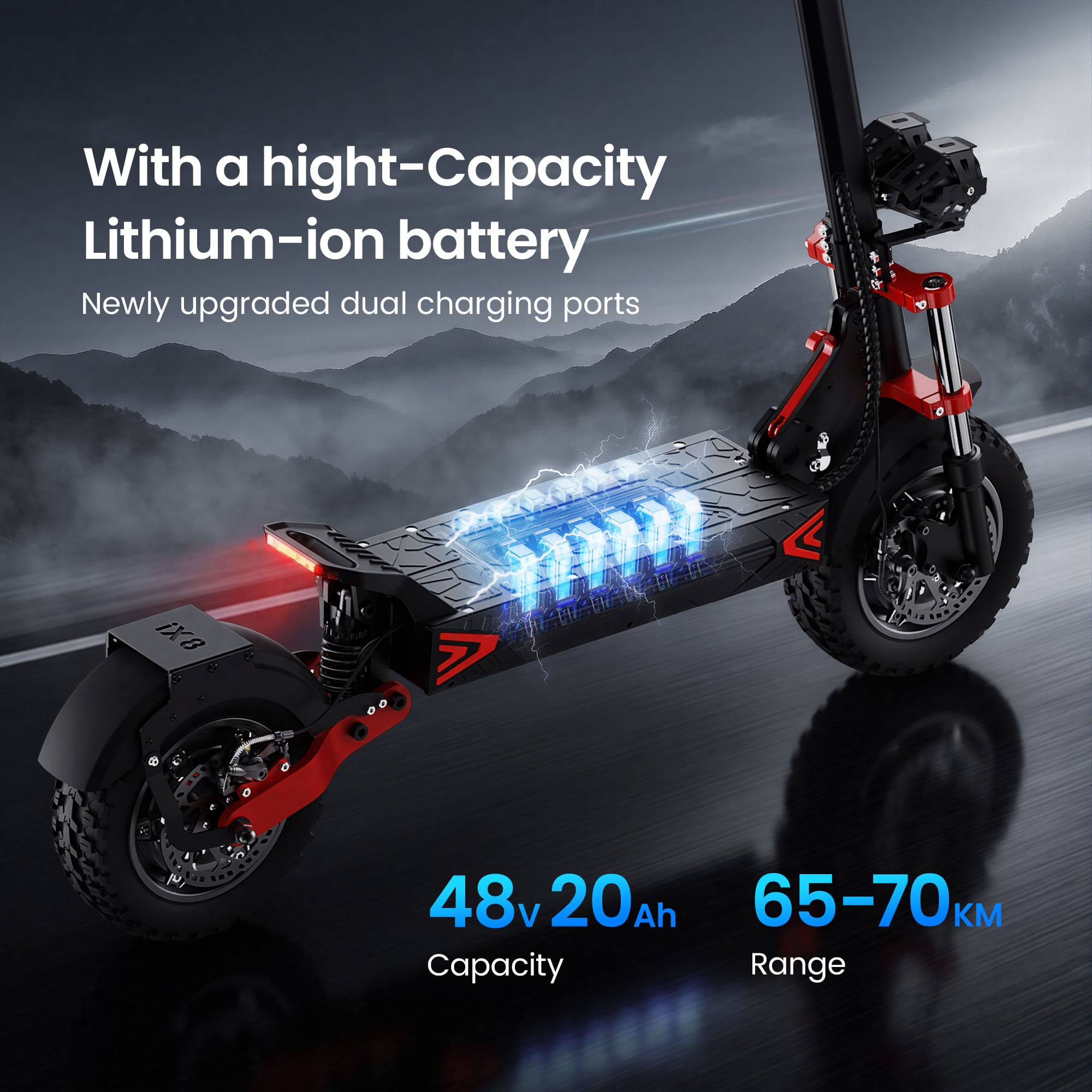 iScooter Skuter Elektryczny Terenowy iX8 Electric Scooter 2400W Dual Motor Folding Off-Road E-Scooter, CE Certified、