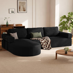 CyberCart Ares Minimalist 2-Seater Sofa L-Shape Corner Sofa Bed for Gamer & Home Cinema | Boneless Cloud Couch | 75 cm Seat | Rounded Chaise | WFH Sofa with Sleep Function