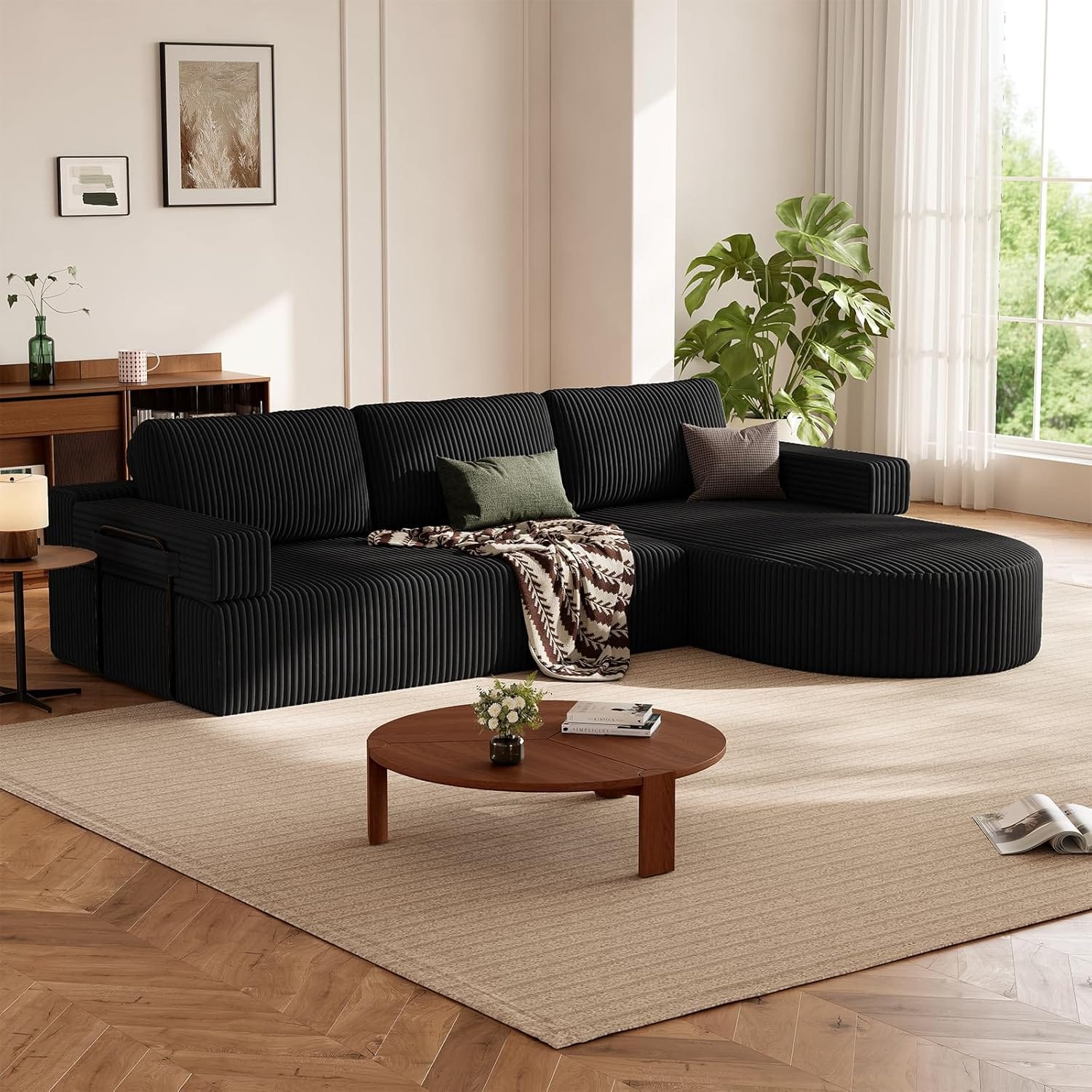 CyberCart Ares Minimalist 2-Seater Sofa L-Shape Corner Sofa Bed for Gamer & Home Cinema | Boneless Cloud Couch | 75 cm Seat | Rounded Chaise | WFH Sofa with Sleep Function