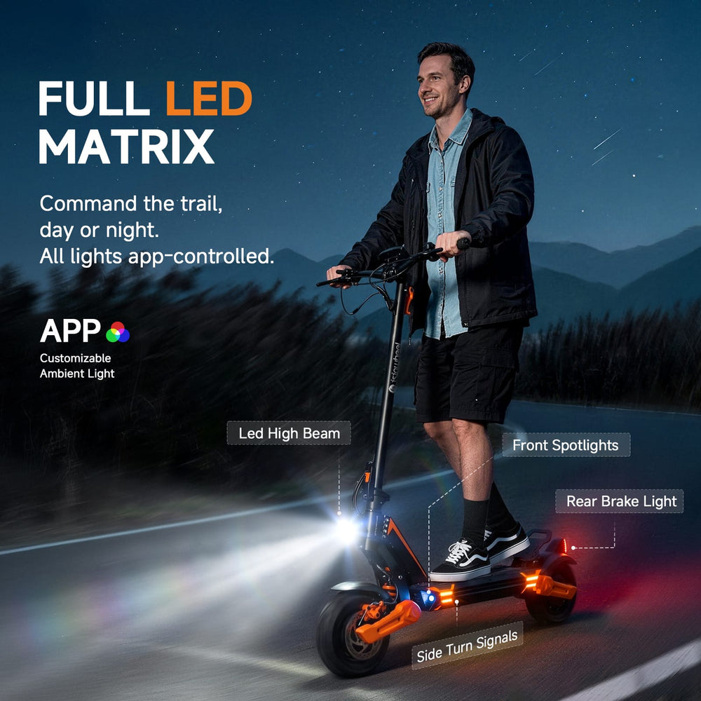 iSinwheel Off-Road E-Scooter GT1 Dual Electric Scooter, 800W*2 Motor, 48V 13Ah Battery, 10 Inch Tires, 50km/h Max Speed, 55km Range, EABS Brake + Disk Brake, Dual Swing Arm Suspension