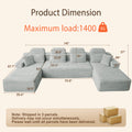 Patbrela sofas Extra-large modular U-shaped sofa with 2 chaise lounges, comfortable corduroy upholstery + memory foam, no assembly required