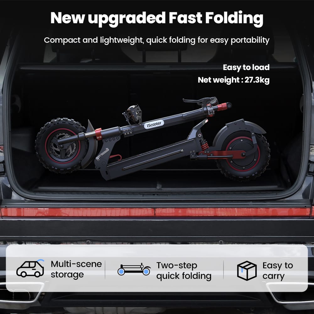 iScooter Off-Road E-Scooter IX5S Electric Scooter, 1000W Motor, 48V 15Ah Battery, 11 Inch Tires, 45km/h Max Speed, 65km Range, Front & Rear Disc Brake, Front & Rear Suspension