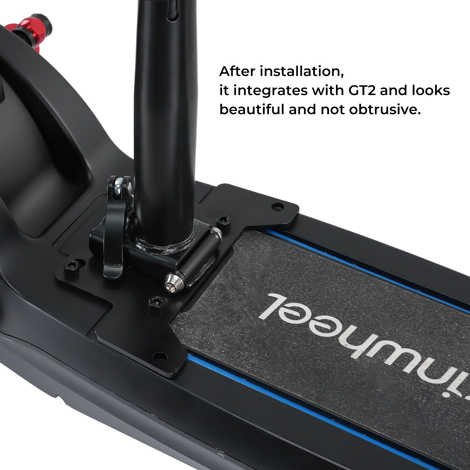 The seat installs seamlessly, preserving the GT2 electric scooter's sleek and beautiful design