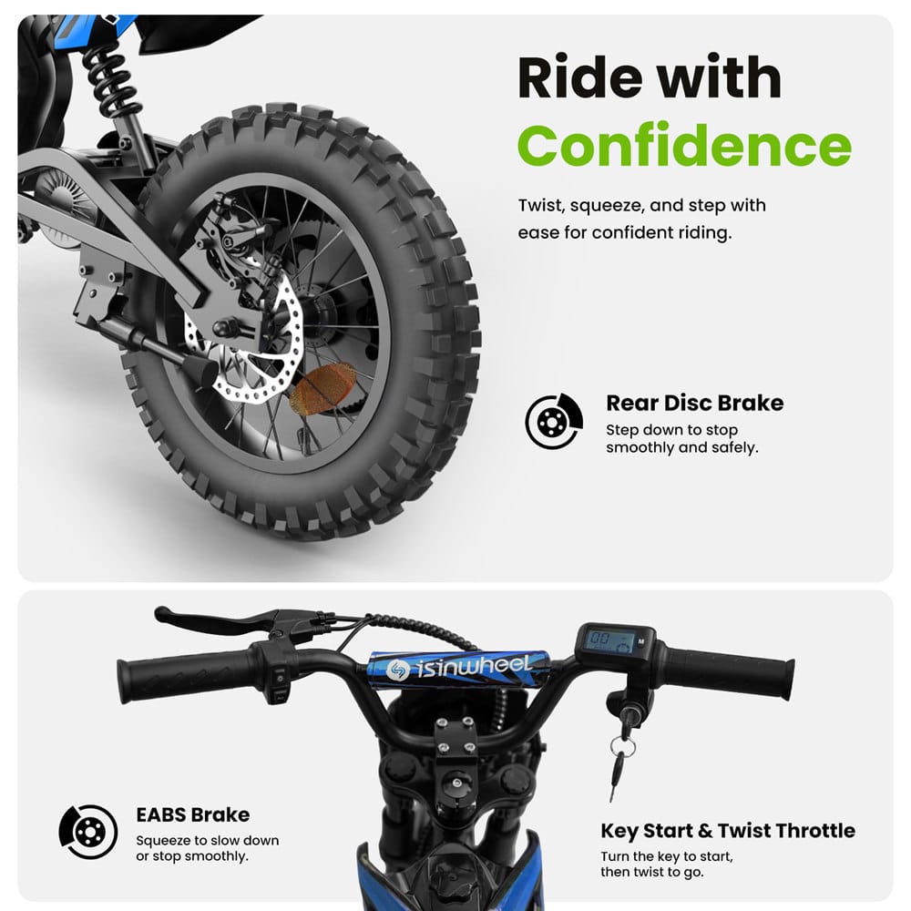 CyberCart E-Scooter for Kids Cybercart A14 Electric Dirt Bike for Kids (Ages 5-14)