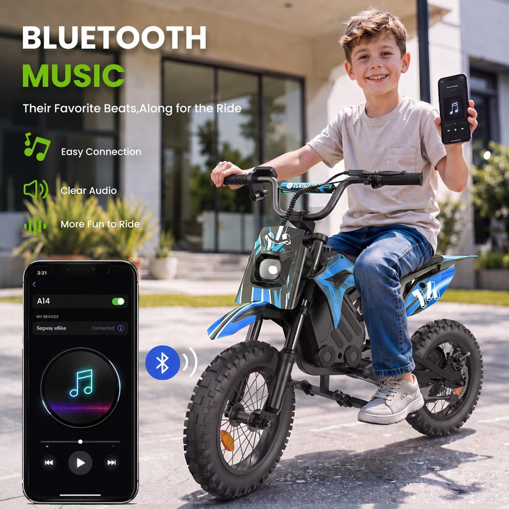 CyberCart E-Scooter for Kids Cybercart A14 Electric Dirt Bike for Kids (Ages 5-14)