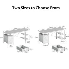 CyberCart Computer Desk with 3 Drawers and 3 Adjustable Shelves, 120 x 60 x 75 cm, Reversible PC Table, Office Table, for Office, Study, Bedroom, Living Room White