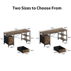 CyberCart Computer Desk with 3 Drawers and 3 Adjustable Shelves, 120 x 60 x 75 cm, Reversible PC Table, Office Table, for Office, Study, Bedroom, Living Room