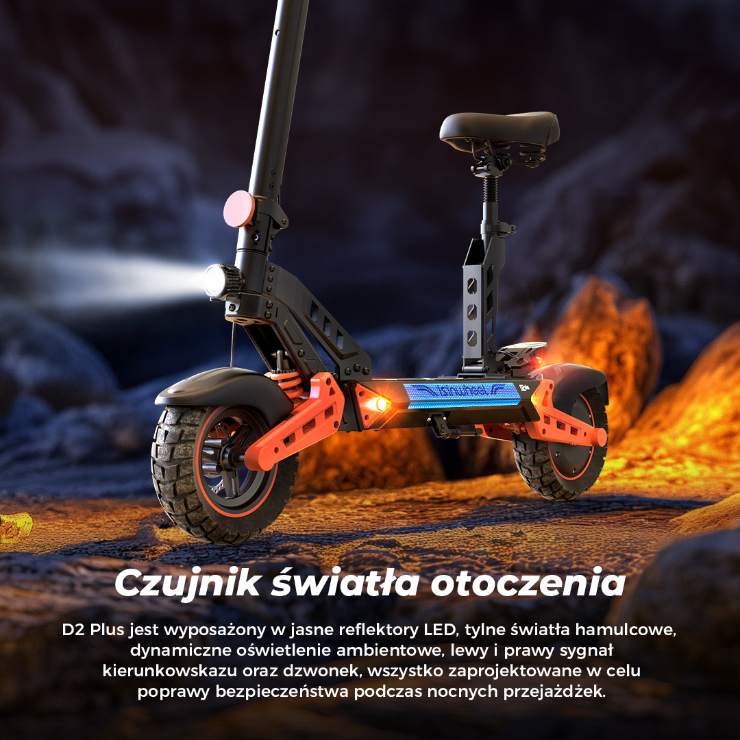 Hulajnoga Elektryczna D2Plus 1000W Składana Off-Road, Zasięg 60-65 km, Mocny Silnik