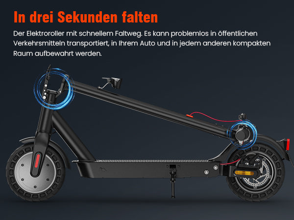 E9TMAX foldable electric scooter being easily carried with one hand
