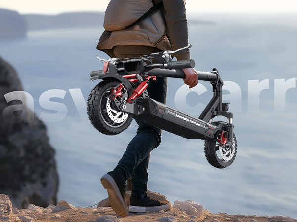 Foldable design of the isinwheel GT1 electric scooter for easy storage and carrying.