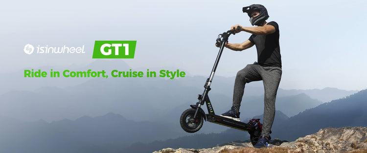 Experience comfortable off-road adventures with the isinwheel GT1 electric scooter, featuring an 800W motor, 10-inch rugged tyres, and a 48V battery for stylish cruising on any terrain.