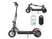 The iSinwheel Electric Scooter 1200W All-Terrain Foldable Off-Road E-Scooter – GT2 is shown fully assembled, folded for storage, and beside a smartphone with control app and black remote. Features rugged off-road design with bold red accents for adults.