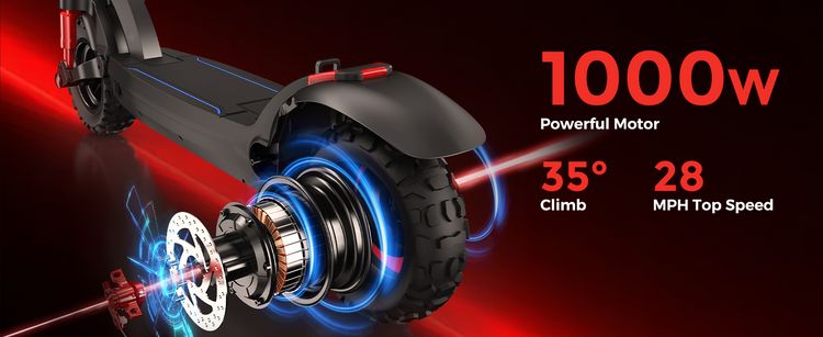 Powerful 1000W motor of the isinwheel GT2 electric scooter delivering exceptional off-road performance