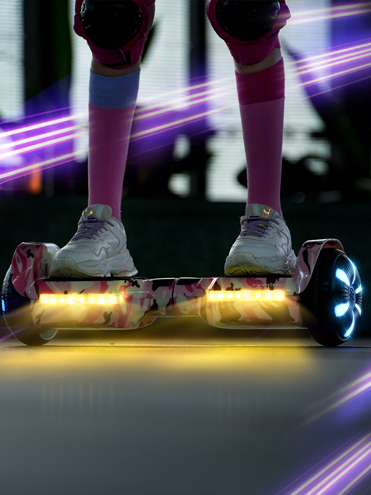 Safety LED lights on iHoverboard Kids Hoverboard H1 provide better visibility in low-light conditions