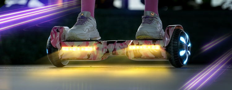 Smart LED lights on iHoverboard Kids Hoverboard H1 with auto-shutoff for extended battery life